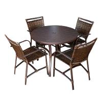 Conjunto Mesa Redonda 1,00 Com 4 Cadeiras Betta Em Alumínio Área Externa Marrom - 1