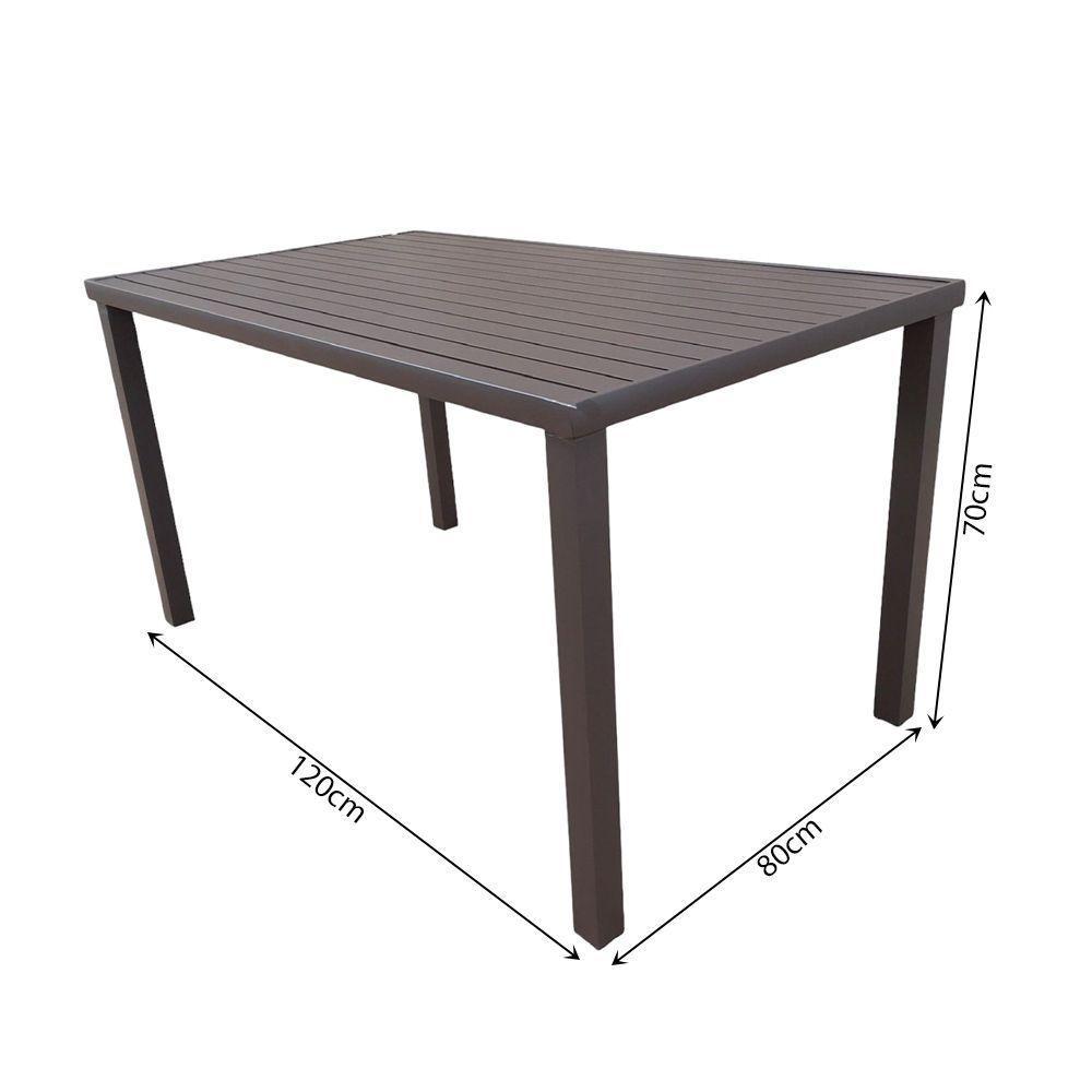 Conjunto Mesa Retangular 1.20x0.80 Com 4 Cadeiras Roma Em Alumínio Área Externa Marrom - 2