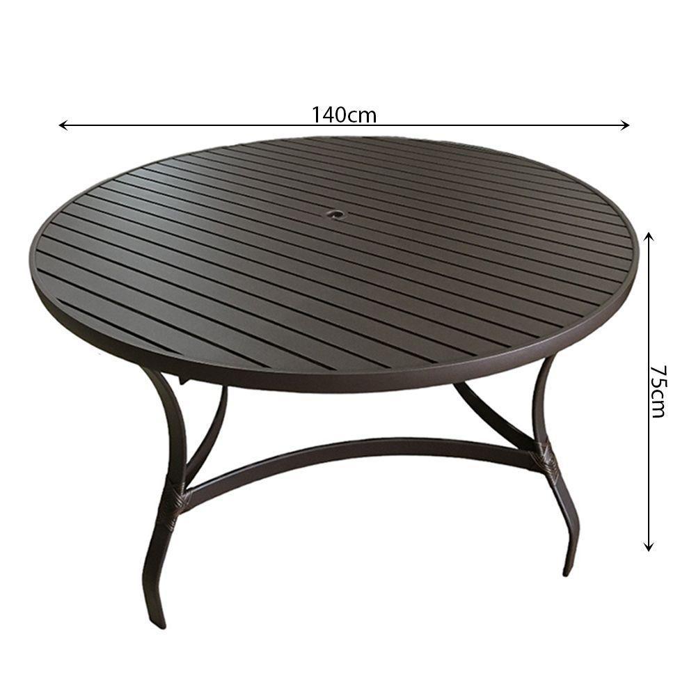 Conjunto Mesa Redonda 1,40cm Com 6 Cadeiras Betta Em Alumínio Área Externa Marrom - 2