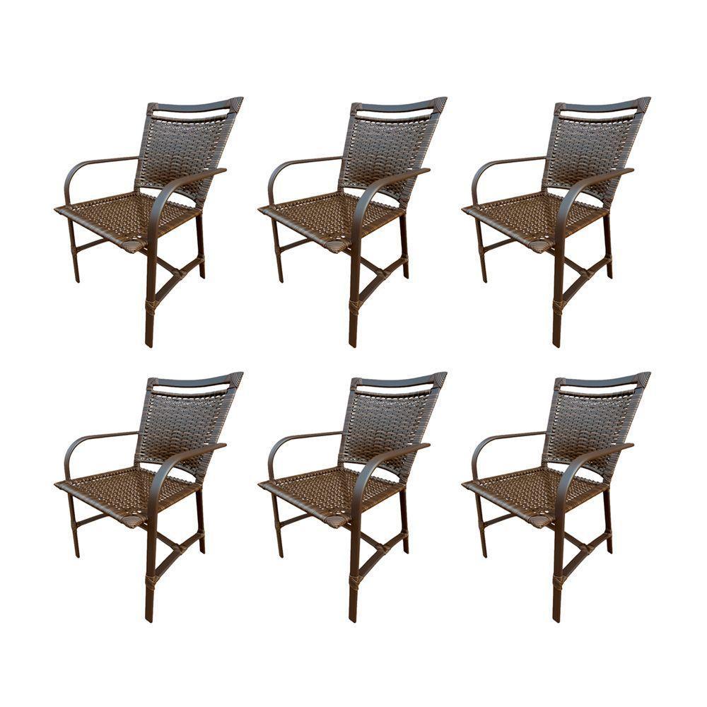 Conjunto Mesa Redonda 1,40cm Com 6 Cadeiras Betta Em Alumínio Área Externa Marrom - 6