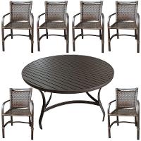 Conjunto Mesa Redonda 1,40cm Com 6 Cadeiras Betta Em Alumínio Área Externa Marrom - 1