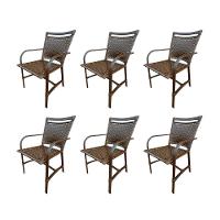 Conjunto Mesa Redonda 1,40cm Com 6 Cadeiras Betta Em Alumínio Área Externa Marrom - 6