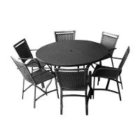 Conjunto Mesa Redonda 1,40cm Com 6 Cadeiras Betta Em Alumínio Área Externa Preto - 1