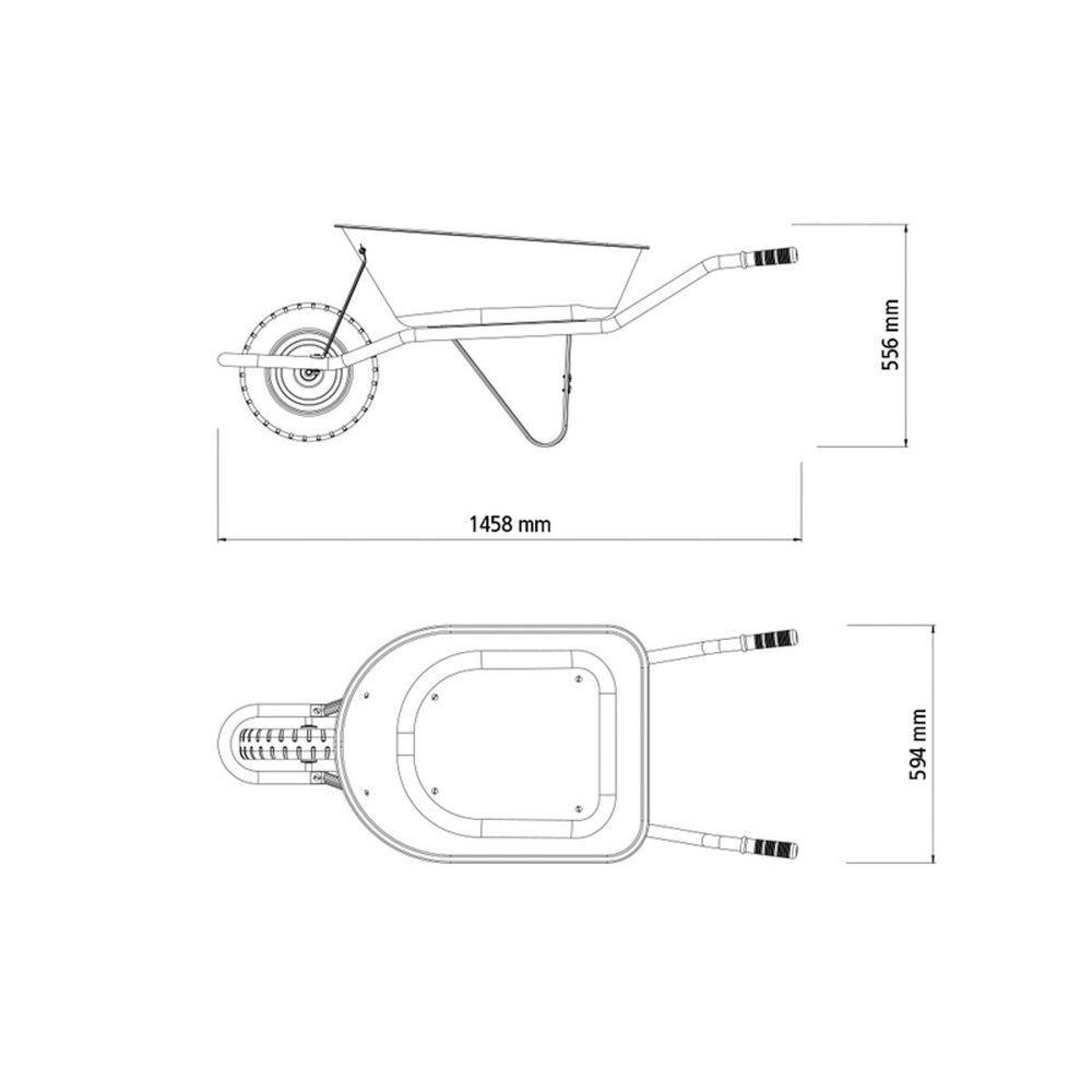 Carrinho De Mão Com Caçamba Funda Plástica Laranja 55 L, Braço Metálico E Pneu Maciço - 2