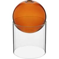 Vaso Decorativo Enfeite Casa Esfera Com Suporte Vidro 13x13x13cm âmbar - 1