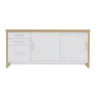 Balcão Multiuso Escritório Com Gavetas E Portas Carvalho branco - 1