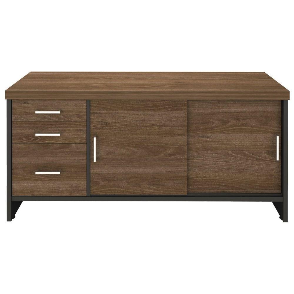 Balcão Multiuso Escritório Com Gavetas E Portas Charuto preto - 1