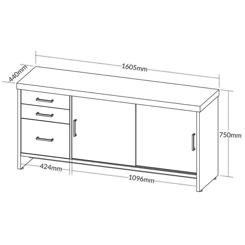 Balcão Multiuso Escritório Com Gavetas E Portas Charuto preto - 9