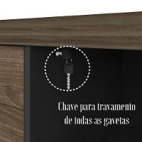 Balcão Multiuso Escritório Com Gavetas E Portas Charuto preto - 6