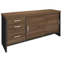 Balcão Multiuso Escritório Com Gavetas E Portas Charuto preto - 10