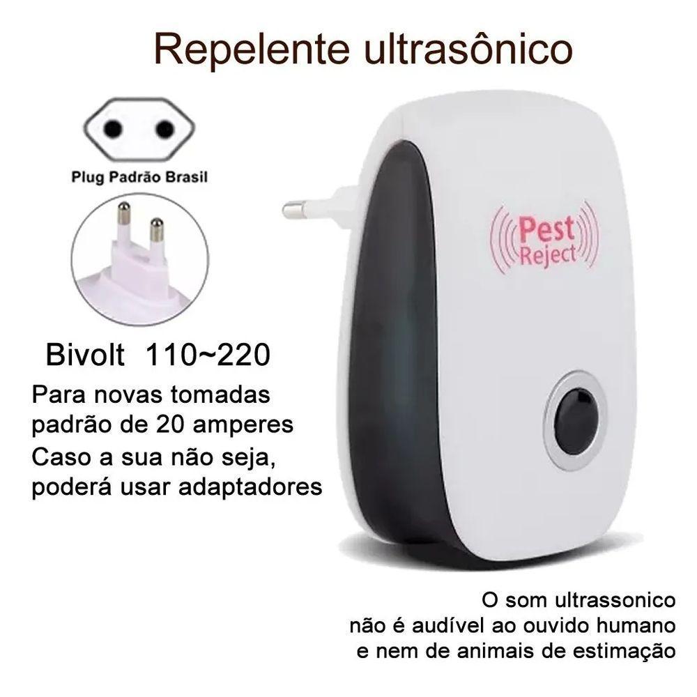 Repelente Eletrônico Ultrassônico Espanta Ratos Baratas Cor:branco - 3
