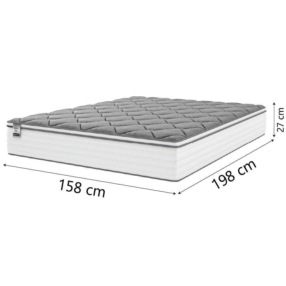 Colchão Casal Queen Molas Com Pillow Max Force 158x198x27cm Inducol Suporta Até 200kg Cinza branco - 4