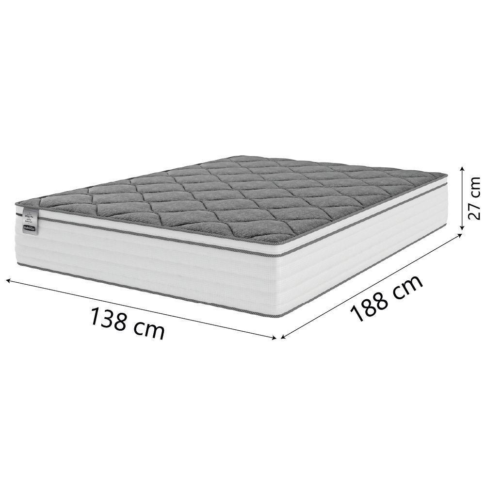 Colchão Casal Molas Com Pillow Max Force 138x188x27cm Branco cinza Inducol Suporta Até 200 Kg - 4