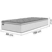 Colchão Solteiro Molas Com Pillow Max Force 88x188x27cm Branco cinza Inducol - 5