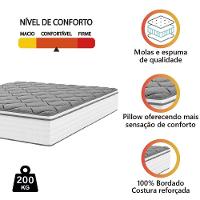 Colchão Casal King Molas Com Pillow Max Force 193x203x27cm Branco cinza Inducol Suporta Até 200 Kg