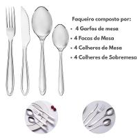 Faqueiro Aço Inox Classic 16 Peças Mesa Churrasco Premium - 6