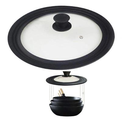 Tampa De Vidro Panela Silicone Frigideira 24-26-28 Cm Preta G