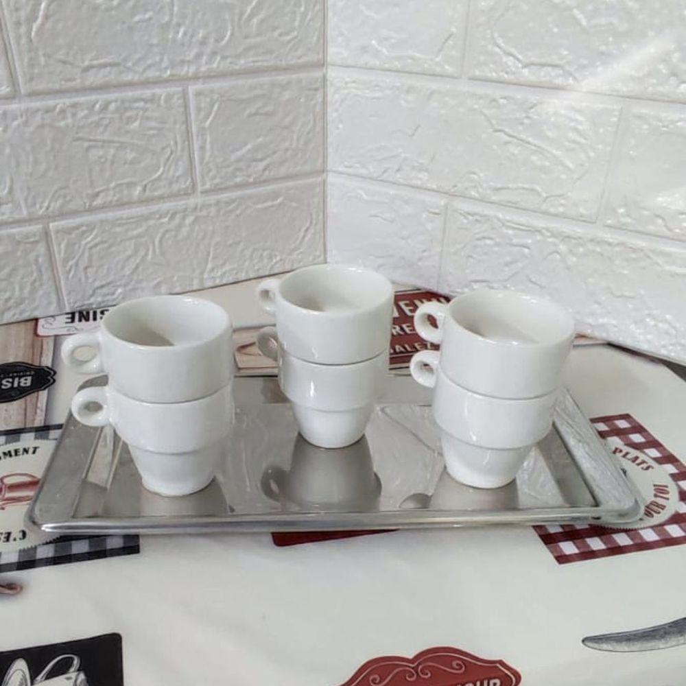 Bandeja Aço Inox Retangular Servir Café 30x14 Cm Kit 3 Peças - 6