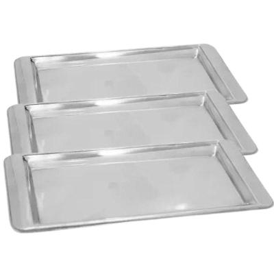 Bandeja Aço Inox Retangular Servir Café 30x14 Cm Kit 3 Peças