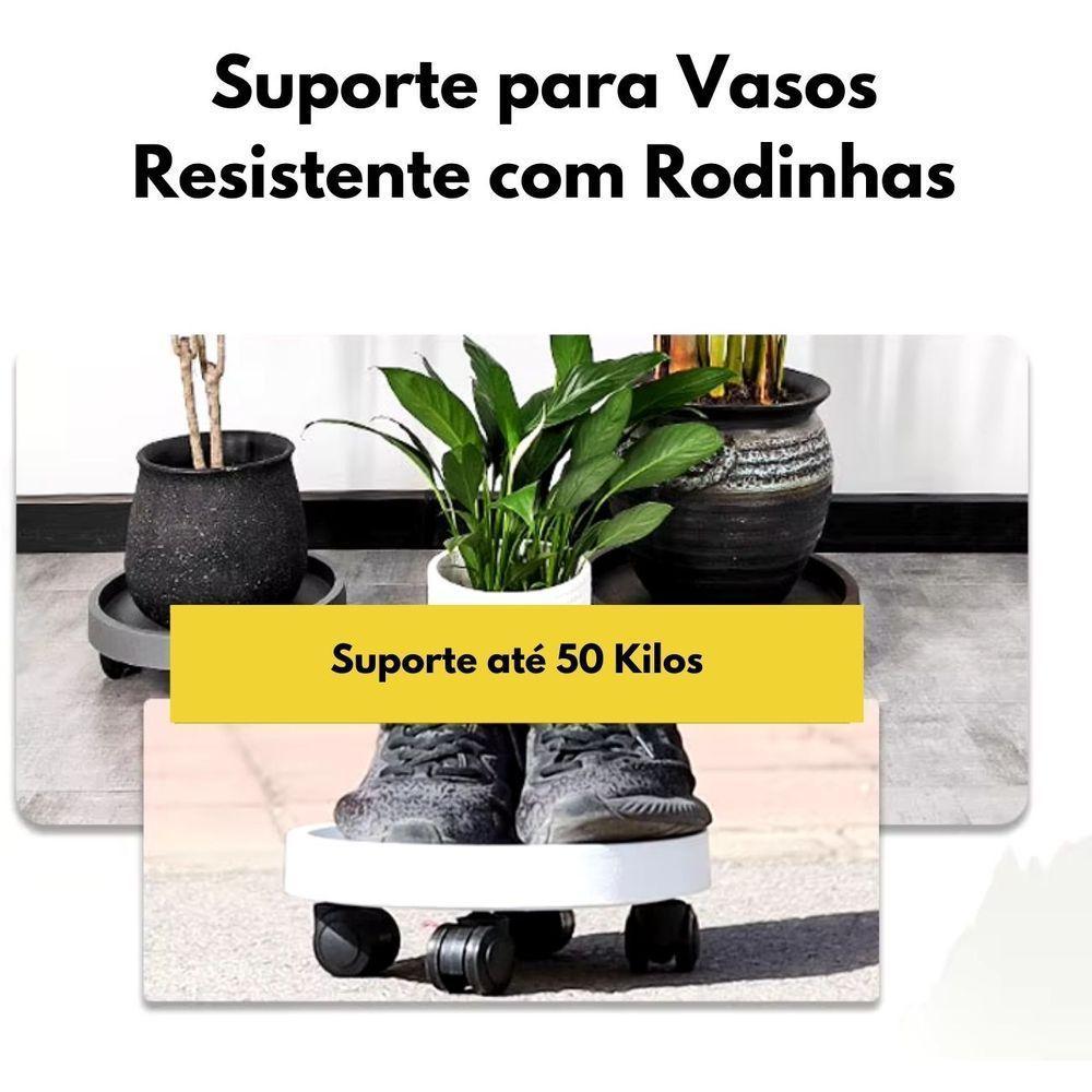 Suporte Para Vaso De Planta Com Rodinhas 40cm Reforçado 50kg Branco - 6