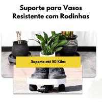 Suporte Para Vaso De Planta Com Rodinhas 40cm Reforçado 50kg Branco - 6