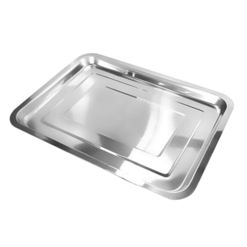 Bandeja Inox Rasa Retangular 45 X 35 Multi Uso Servir Grande - 1