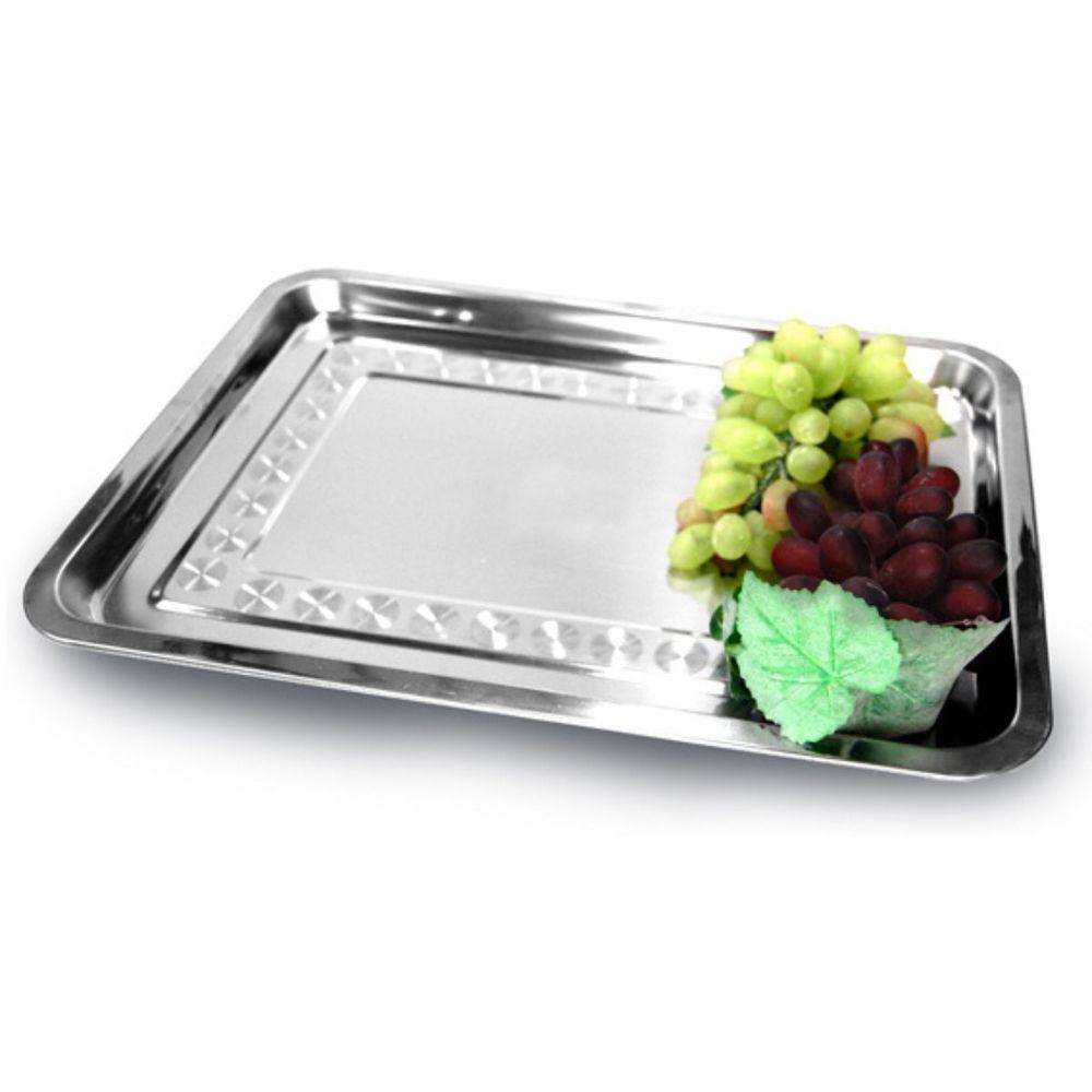 Bandeja Inox Rasa Retangular 45 X 35 Multi Uso Servir Grande - 3