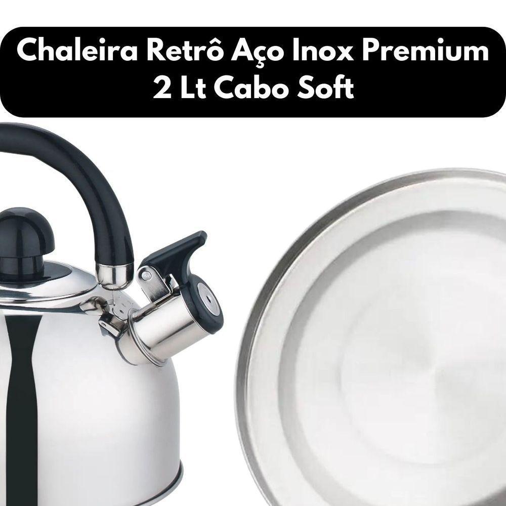 Chaleira Inox Apito 2 Lt Luxo Gás Indução Alta Qualidade - 2
