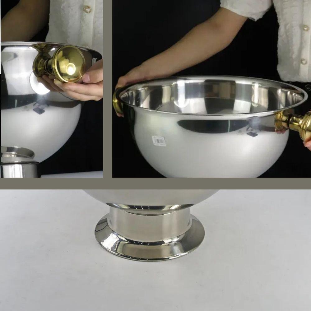 Champanheira Grande Inox Premium Alça Dourada 12 Lts - 2