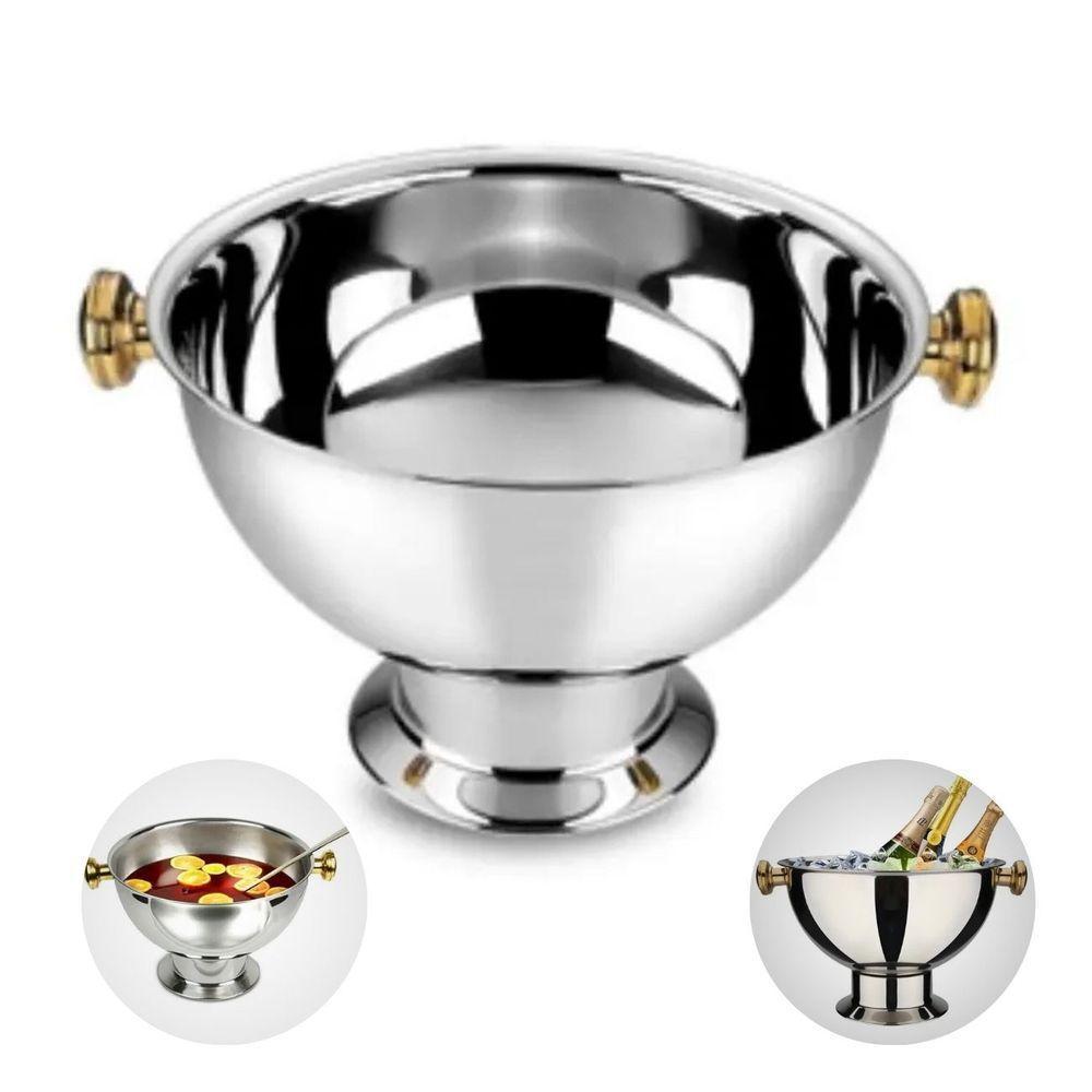 Champanheira Grande Inox Premium Alça Dourada 12 Lts - 6