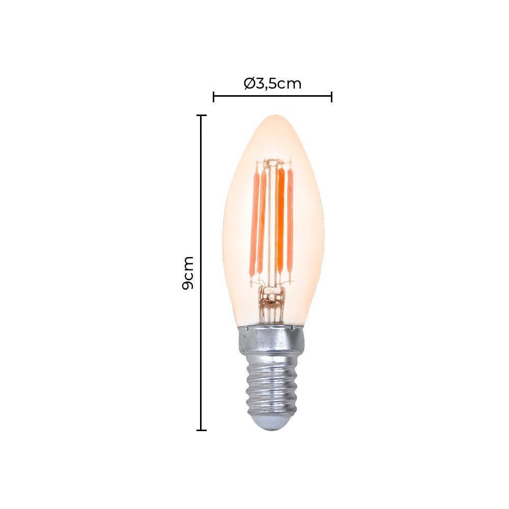 Lâmpada Led Nordecor Filamento Vela C35 4w E14 Bivolt 2400k Branco Quente 1047 - 2