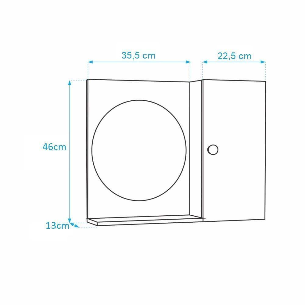 Espelho Redondo para Banheiro com Armário Azul - 3
