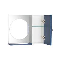 Espelho Redondo para Banheiro com Armário Azul - 2