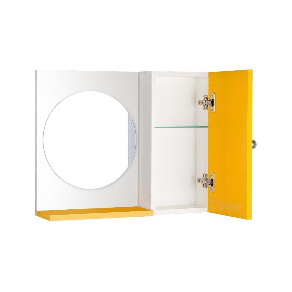 Espelho Redondo para Banheiro com Armário Amarelo - 3
