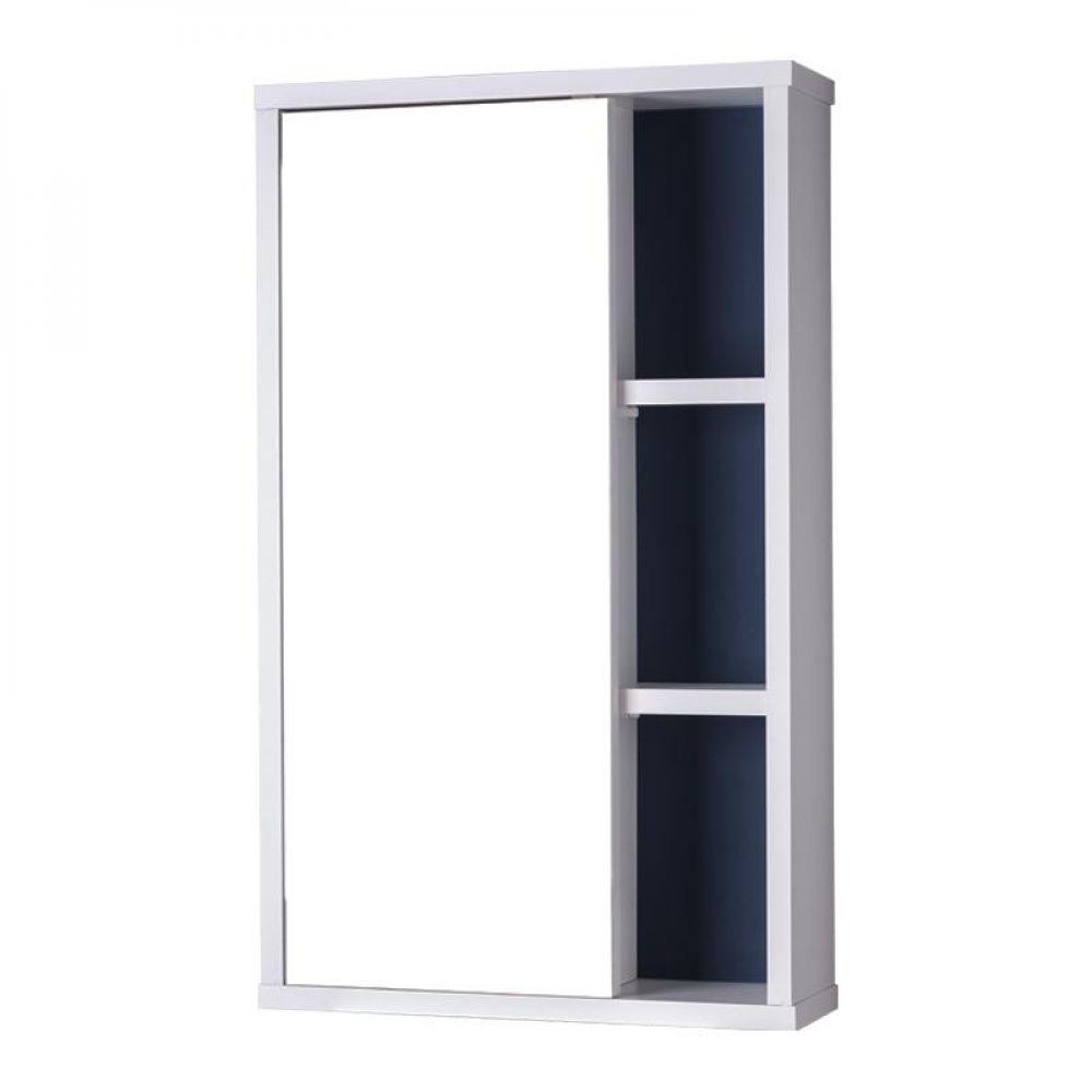 Espelho para Banheiro com Armário Branco e Marinho 69x42cm - 5