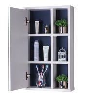 Espelho para Banheiro com Armário Branco e Marinho 69x42cm - 2