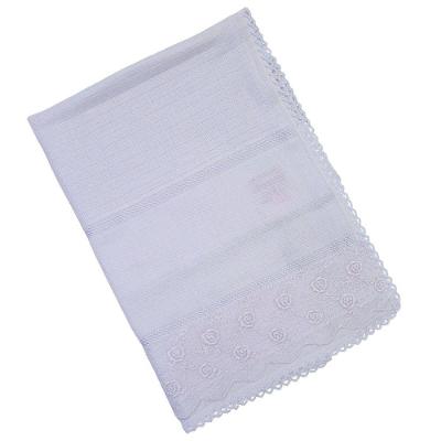 Kit De Fraldas Com Croche + Voil 1un 80x80cm + 2un 30x40cm Pinta E Borda Mabber Azul