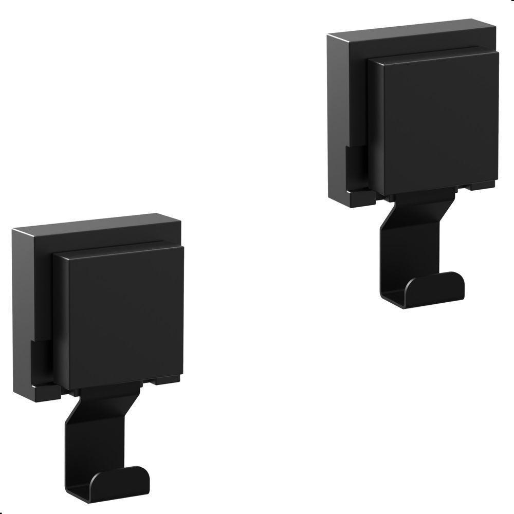 Kit 2 Cabide De Parede Gancho Com Ventosa Preto Max - 1