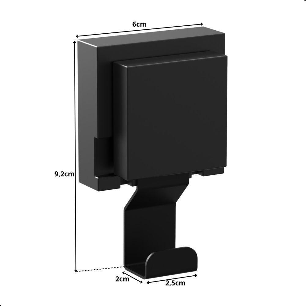 Kit 2 Cabide De Parede Gancho Com Ventosa Preto Max - 2