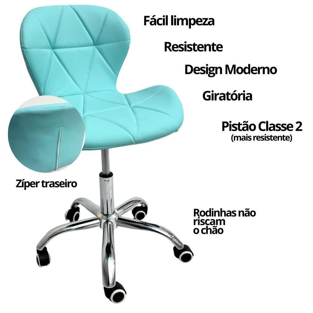 Cadeira Escritório Slim Vegas Base Giratória Estofada Ciano - 3