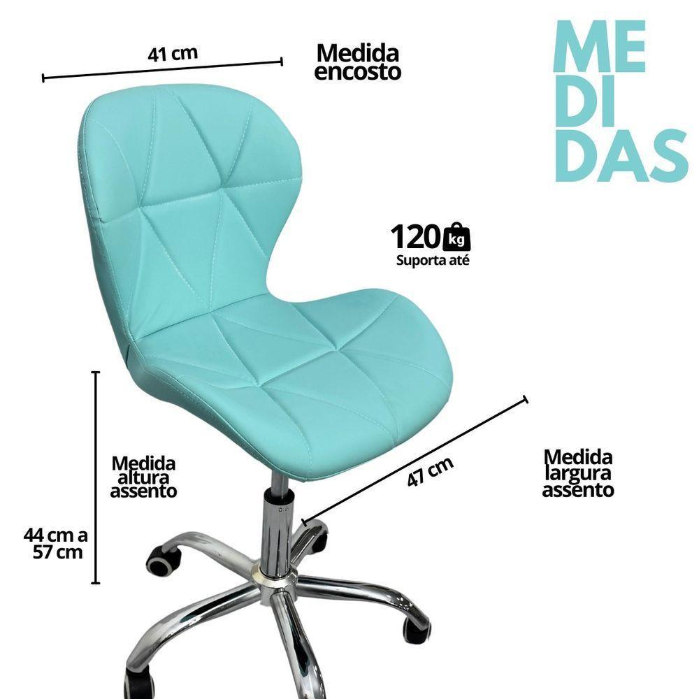 Cadeira Escritório Slim Vegas Base Giratória Estofada Ciano - 7