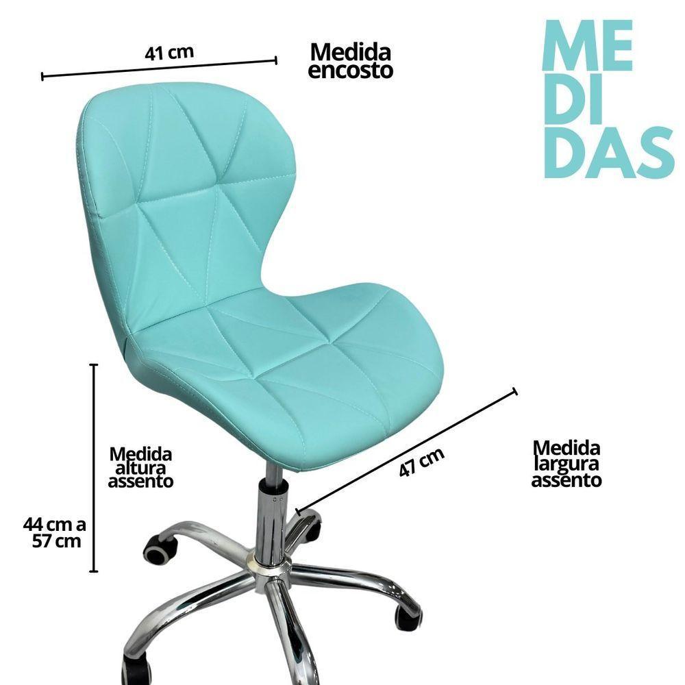 Cadeira Escritório Slim Vegas Base Giratória Estofada Ciano - 8