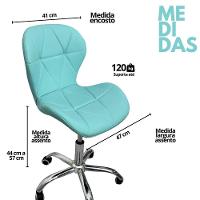 Cadeira Escritório Slim Vegas Base Giratória Estofada Ciano - 7
