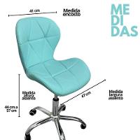 Cadeira Escritório Slim Vegas Base Giratória Estofada Ciano - 8