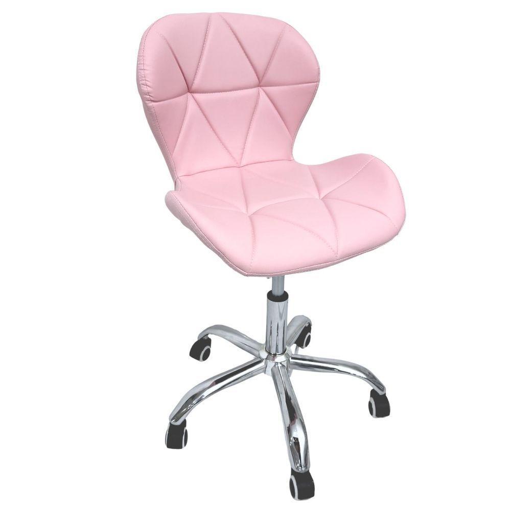 Cadeira Escritório Slim Vegas Base Giratória Estofada Rosa Quartzo - 1