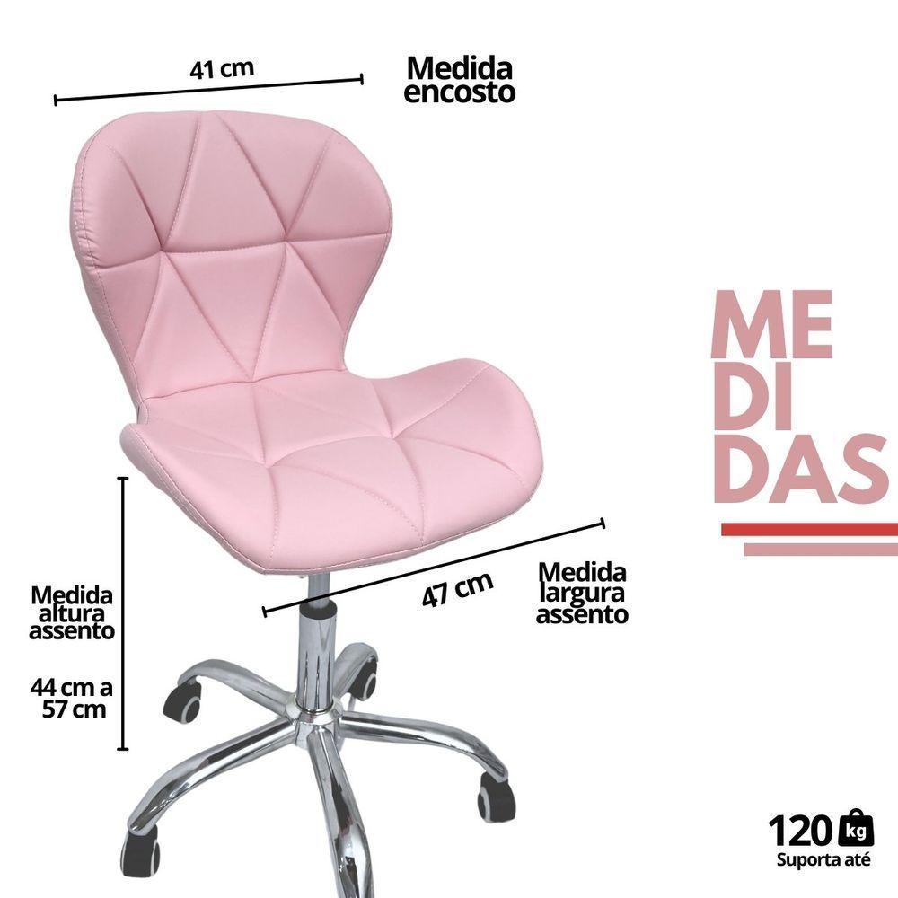 Cadeira Escritório Slim Vegas Base Giratória Estofada Rosa Quartzo - 6