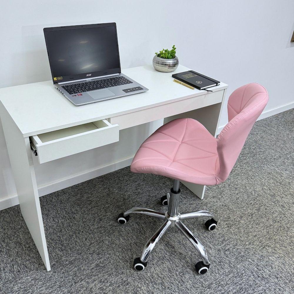 Cadeira Escritório Slim Vegas Base Giratória Estofada Rosa Quartzo - 7