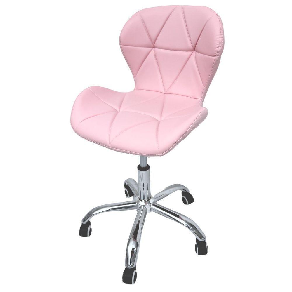 Cadeira Escritório Slim Vegas Base Giratória Estofada Rosa Quartzo - 8