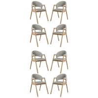 Kit 8 Cadeiras Para Mesa De Jantar Moderna Linho Balaqui Cinza Claro - 1