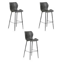 Kit 3 Banqueta Base Aço Fixa Naboo Pu Cinza Chumbo - 1